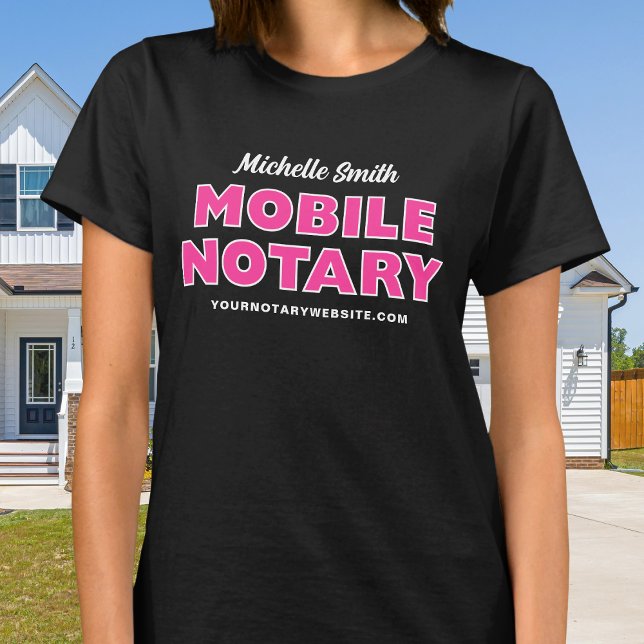 Name des mobilen Notars rosa Schwarz T-Shirt (Von Creator hochgeladen)