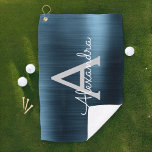 Name des modernen Blue Metallic Foil Monogramms Golfhandtuch<br><div class="desc">Girly Blue Imitats Metallic Foil Edelstahl Elegant Girl's Golf Handtuch. Dieses Golf Club Handtuch kann auf Ihren Vor- und Erstnamen angepasst werden und ist ein perfektes Geburtstag- oder Junggeselinnen-Abschied-Geschenk. Bitte kontaktieren Sie den Designer,  um passende Artikel zu erhalten.</div>