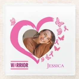 Name des modernen Brustkrebs-Kriegers (Foto) Glasuntersetzer