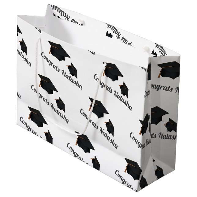 Name des modernen Glückwunschs Große Geschenktüte (Vorderseite Schrägansicht)