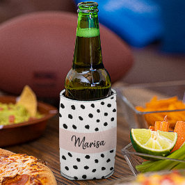 Name des modernen Monogramms | Pastellrosa und sch Dosenkühler