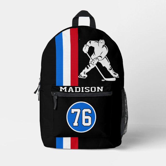Name des modernen Personalisierten Eishockey-Spiel Bedruckter Rucksack (Vorderseite)