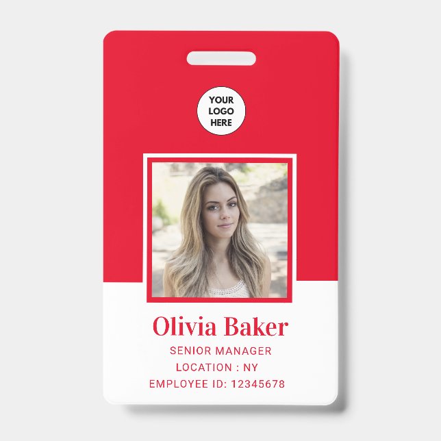 Name des modernen Red Foto Barcode Business-Logos Ausweis (Vorderseite)