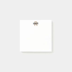 Name des modernen schwarzen Goldmonogramms Post-it Klebezettel