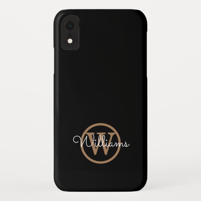  Name des modernen schwarzen Monogram-Skripts Case-Mate iPhone Hülle (Rückseite)