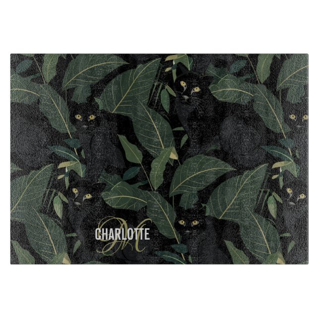 Name des modernen schwarzen Panther-Musters Monogr Schneidebrett (Vorderseite)