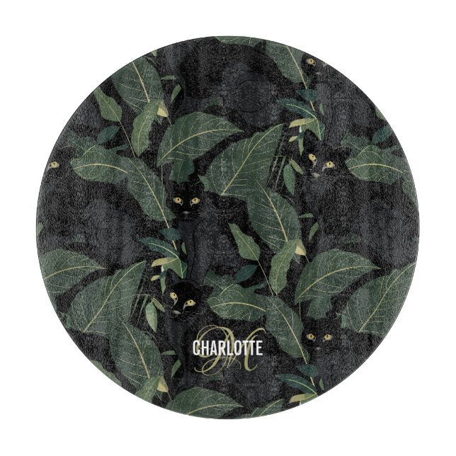 Name des modernen schwarzen Panther-Musters Monogr Schneidebrett (Vorderseite)