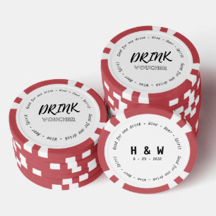 Name des modernen Trinkscheins Datum Hochzeit Pokerchips