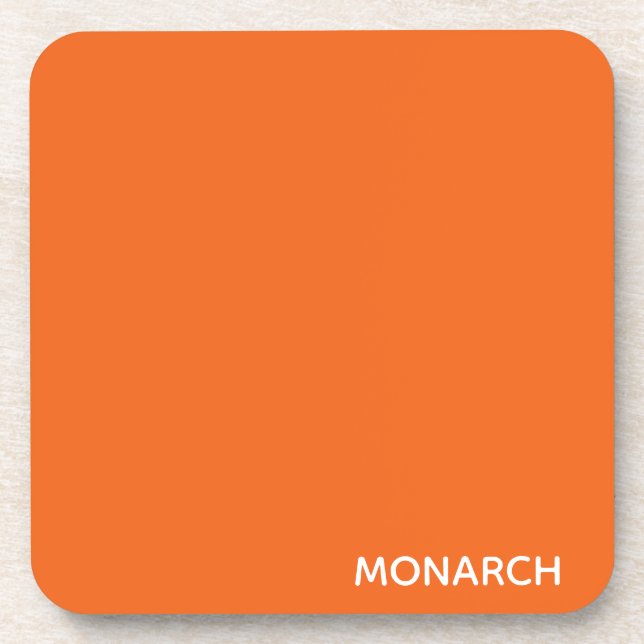 Name des Monarchschmetterlings orange Getränkeuntersetzer (Vorderseite)