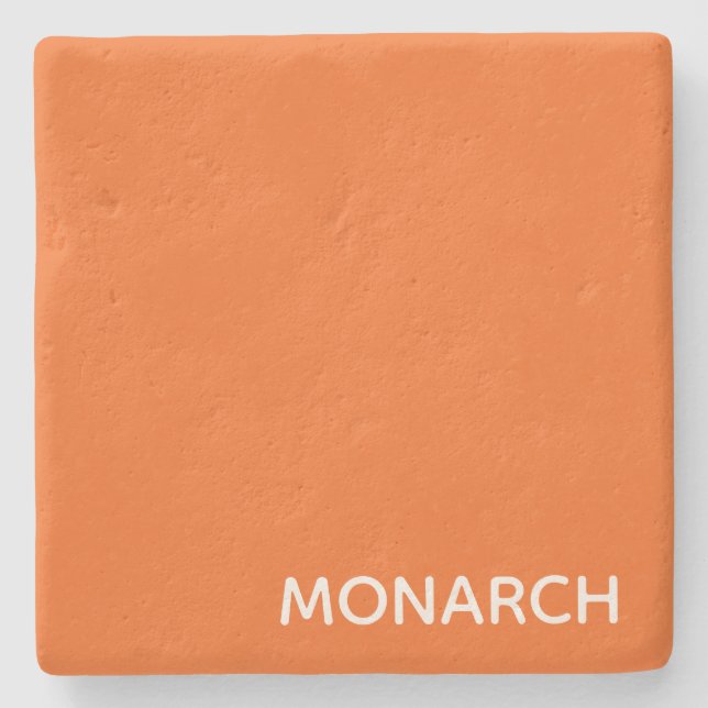 Name des Monarchschmetterlings orange Steinuntersetzer (Vorderseite)