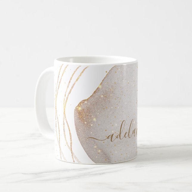 Name des Monogram-Glitzer Kaffeetasse (Vorderseite Links)