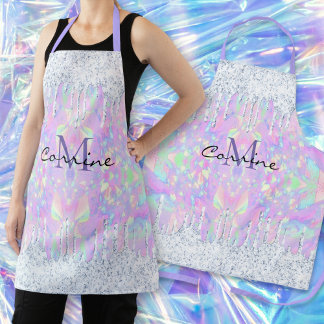 Name des monogram Opal Dripping Iridescent Ice-Gli Schürze