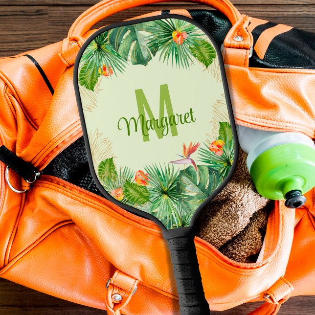 Name des Monogram-Skripts für tropische Wasserfarb Pickleball Schläger (Von Creator hochgeladen)