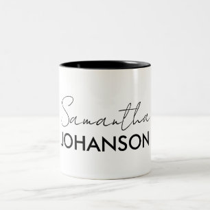 Name des Monogramm-Skripts   Moderne Minimalistisc Zweifarbige Tasse