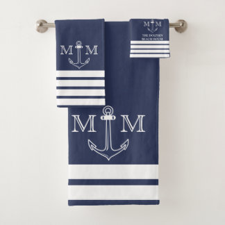 Name des Monogrammes der Nautischen Marine Badhandtuch Set