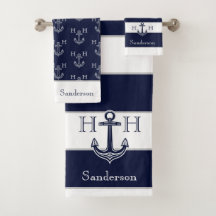 Name des Monogrammes Nautic Navy Blue Anchor Coast