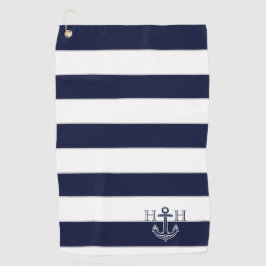 Name des Monogrammes Nautic Navy Blue Anchor Coast Golfhandtuch