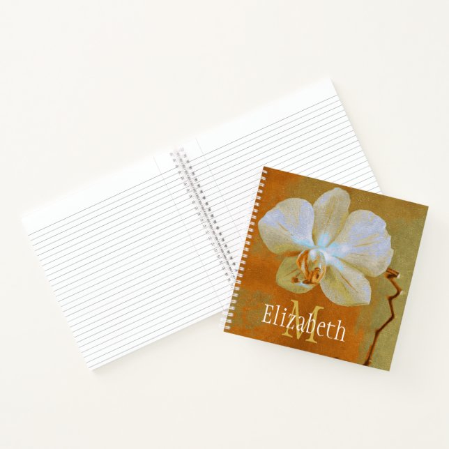 Name des Monogramms Artistic Golden Orchid Notizbuch (Innenseite)