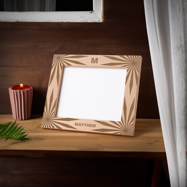 Name des Monogramms der Familie Modernes Holzbild Geätzte Rahmen (Family Monogram Name Modern Wooden Picture Etched Frame make a wonderful gift for the home or office)