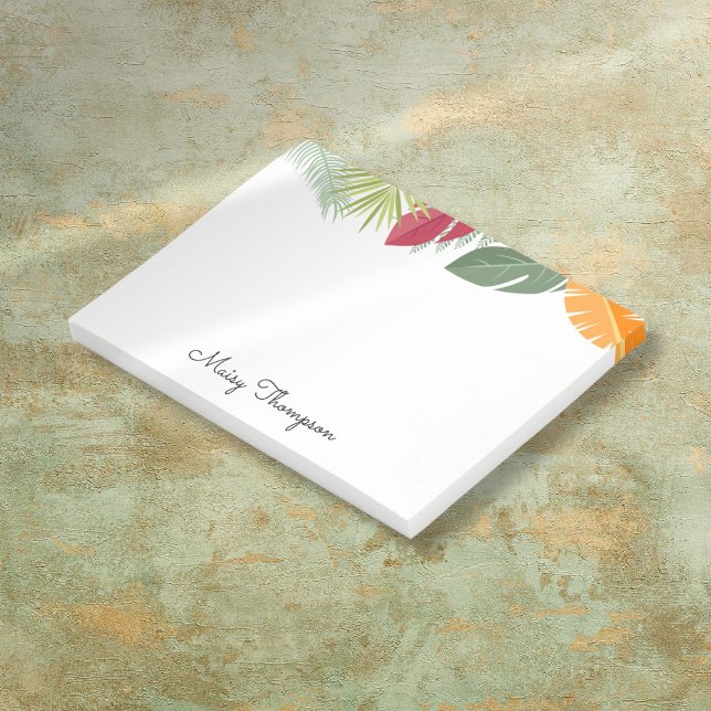 Name des Monogramms der tropischen Blumenrinde Post-it Klebezettel (Tropical Floral Border Monogram Name Post-it Notes)