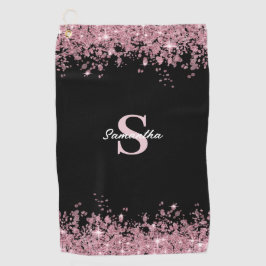 Name des Monogramms des eleganten rosa Glitzer Golfhandtuch