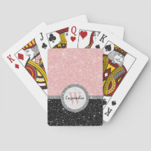 Name des Monogramms des Girl-Pink-Schwarzen Glitze