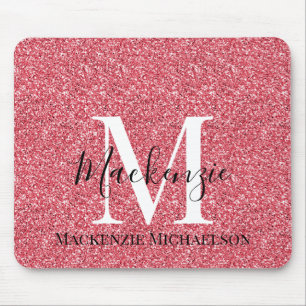 Name des Monogramms des Girl-Rosa-Glitzer Mousepad