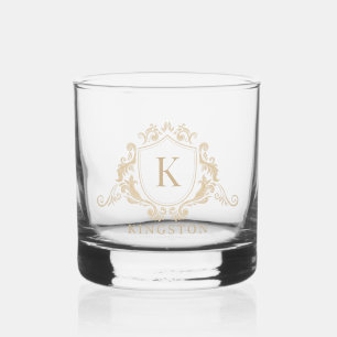 Name des Monogramms des Wappen Gold Barock Whiskyglas