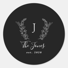 Name des Monogramms, elegant personalisiert Runder Aufkleber