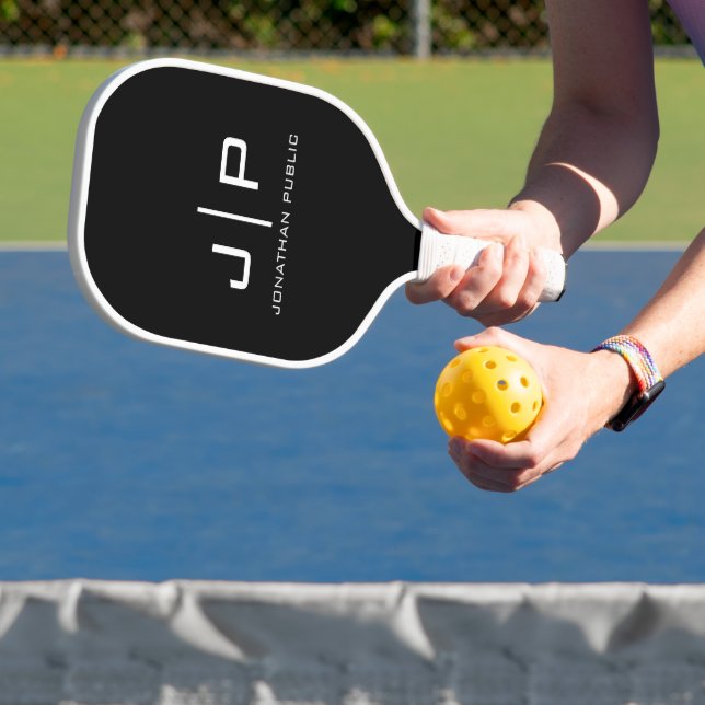 Name des Monogramms Elegante Vorlage Doppelseitige Pickleball Schläger (InSitu)
