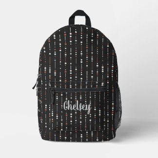 Name des Monogramms für coole schwarze Streifen Bedruckter Rucksack
