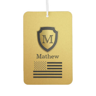 Name des Monogramms für das Black Gold Shield USA Autolufterfrischer