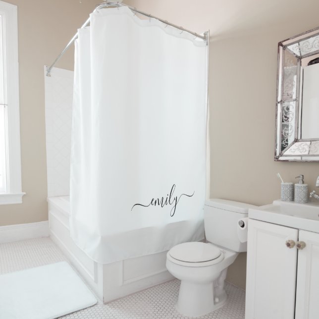 Name des Monogramms für das White Black Modern Duschvorhang (Beispiel)