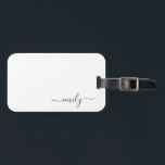 Name des Monogramms für das White Black Modern Gepäckanhänger<br><div class="desc">Schwarz und Weiß Einfache Script Monogram Name. Das macht den perfekten 16 Geburtstag,  Hochzeit,  Brautparty,  Jubiläum,  Babydusche oder Junggeselinnen-Abschied Geschenk für jemanden,  der Lieben glamourösen Luxus und schicke Stile.</div>