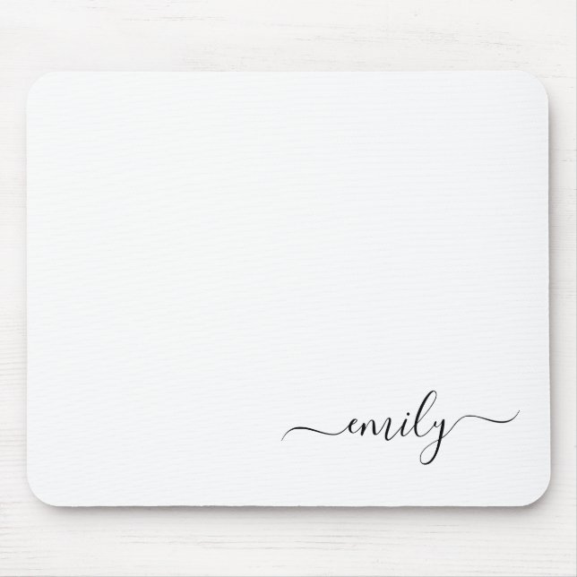 Name des Monogramms für das White Black Modern Mousepad (Vorne)