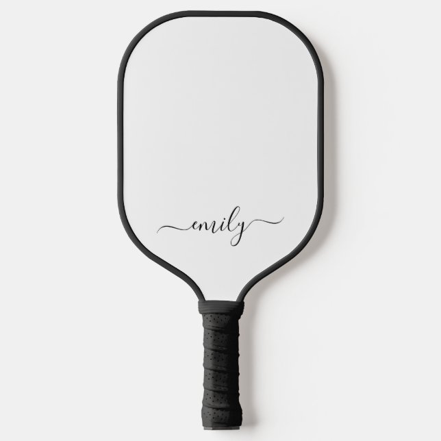 Name des Monogramms für das White Black Modern Pickleball Schläger (Vorderseite)