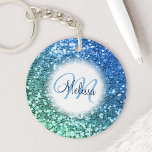 Name des Monogramms für den benutzerdefinierten bl Schlüsselanhänger<br><div class="desc">Personalisieren Sie diesen wunderschönen funkelnd Blue Imitats Glitzer Schlüsselanhänger einfach mit Ihrem eigenen handgeschriebenen Skript Monogramm und Namen.</div>
