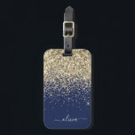 Name des Monogramms für den Blauen Girl-Glitzer Gepäckanhänger<br><div class="desc">Monogram Name und Initial Pillow für Gold und Navy Blue Sparkle Glitzer. Das Gepäcksack-Anhänger macht den perfekten 16 Geburtstag,  Hochzeit,  Brautparty,  Babydusche oder Junggeselinnen-Abschied Geschenk für jemanden,  der sein Zimmer stilvoll dekoriert.</div>