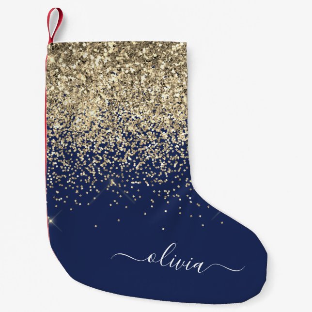 Name des Monogramms für den Blauen Girl-Glitzer Kleiner Weihnachtsstrumpf (Vorderseite)