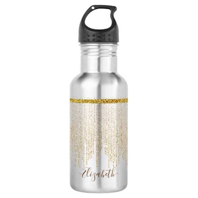 Name des Monogramms für den Elegangolden Glitzer Edelstahlflasche (Vorderseite)
