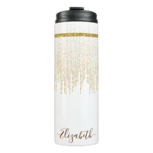 Name des Monogramms für den Elegangolden Glitzer Thermosbecher