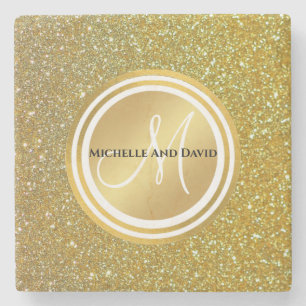 Name des Monogramms für den Glitzer aus goldgegoss Steinuntersetzer