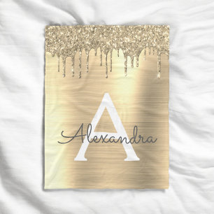 Name des Monogramms für den Gold-Glitzer-Brushed Fleecedecke