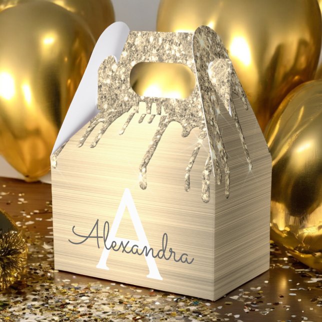 Name des Monogramms für den Gold-Glitzer-Brushed Geschenkschachtel (Von Creator hochgeladen)