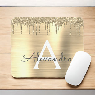 Name des Monogramms für den Gold-Glitzer-Brushed Mousepad