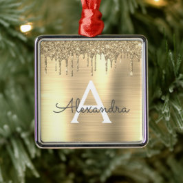 Name des Monogramms für den Gold-Glitzer-Brushed Ornament Aus Metall