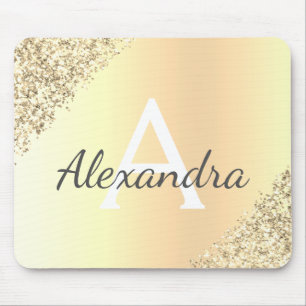 Name des Monogramms für den Luxus-Gold-Sparkle-Gli Mousepad