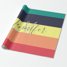 Name des Monogramms für den primären Rainbow-Farbb Geschenkpapier