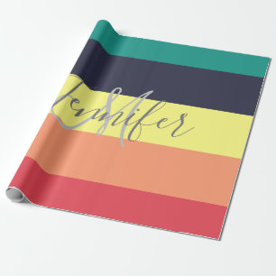 Name des Monogramms für den primären Rainbow-Farbb Geschenkpapier