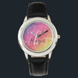 Name des Monogramms für den Rainbow-Glitzer Armbanduhr<br><div class="desc">Fügen Sie Ihrer Uhr einen Farbspritzer mit Glitzer-Regenbogen mit Monogramm und Skriptnamen hinzu. Personalisieren Sie Ihre Daten mit Ihrem Namen, Monogramm, Initial oder Text. Sie können Textfarbe und Schriftart-Stil ändern, indem Sie die weitere Option anpassen. Bitte beachten Sie, Glitzer ist ein Druckeffekt und kein Glitzer. Bitte kontaktieren Sie mich für...</div>